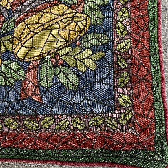 Vintage 90s Riverdale Christmas Tapestry Throw Pillow Bells Ornaments 16x16 USA - Picture 3 of 11